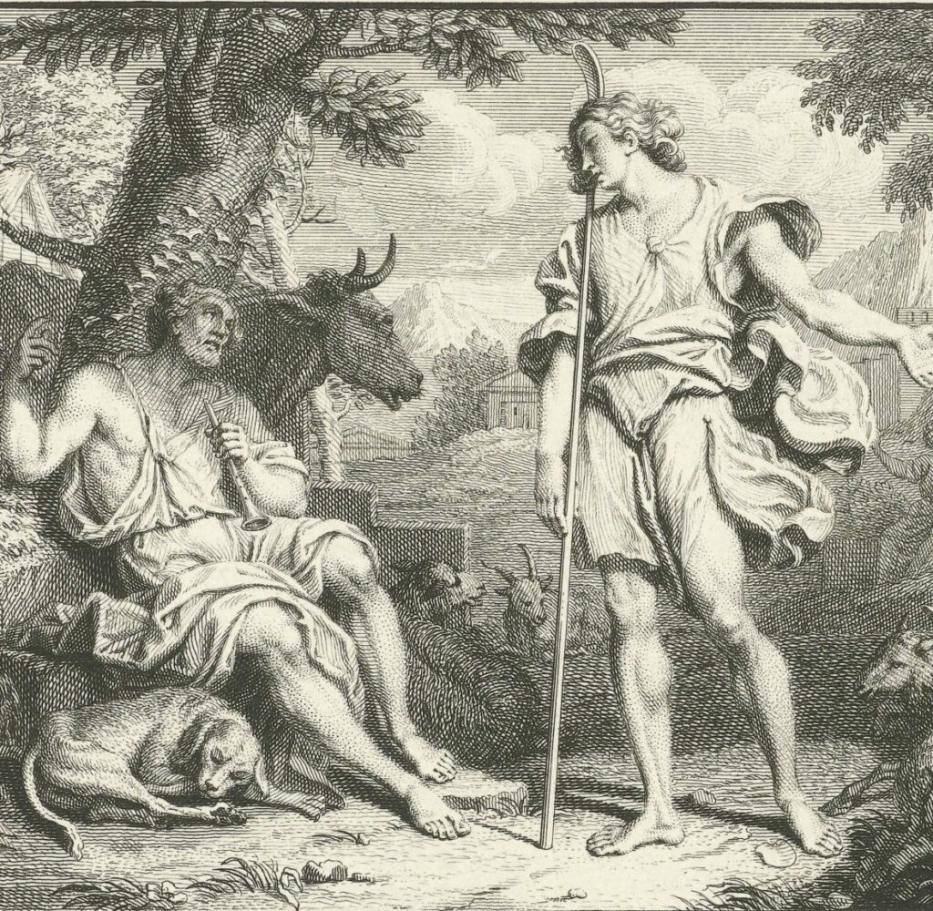 Titiro e Melibeo in un'acquaforte del 1800